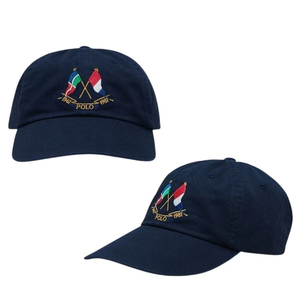 Polo Ralph Lauren Mens Navy Blue 1967-1987 Crossed Flags Crest Baseball Cap NWT